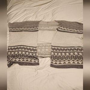 Tribal, grey and white flowy cardigan sweater size medium